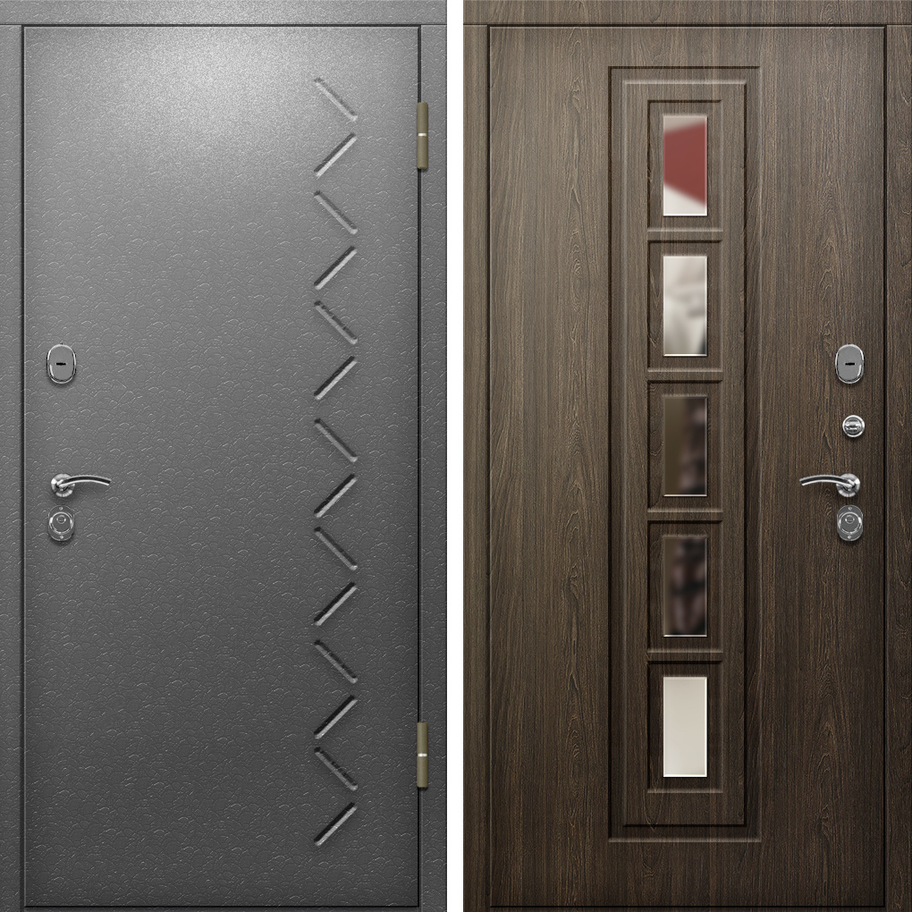 Дверь металлическая взломостойкая входная МДФ со стеклом/зеркалом 3140