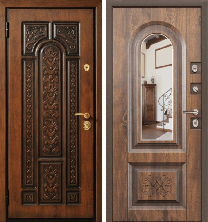 Металлическая дверь МДФ/МДФ с зеркалом 421