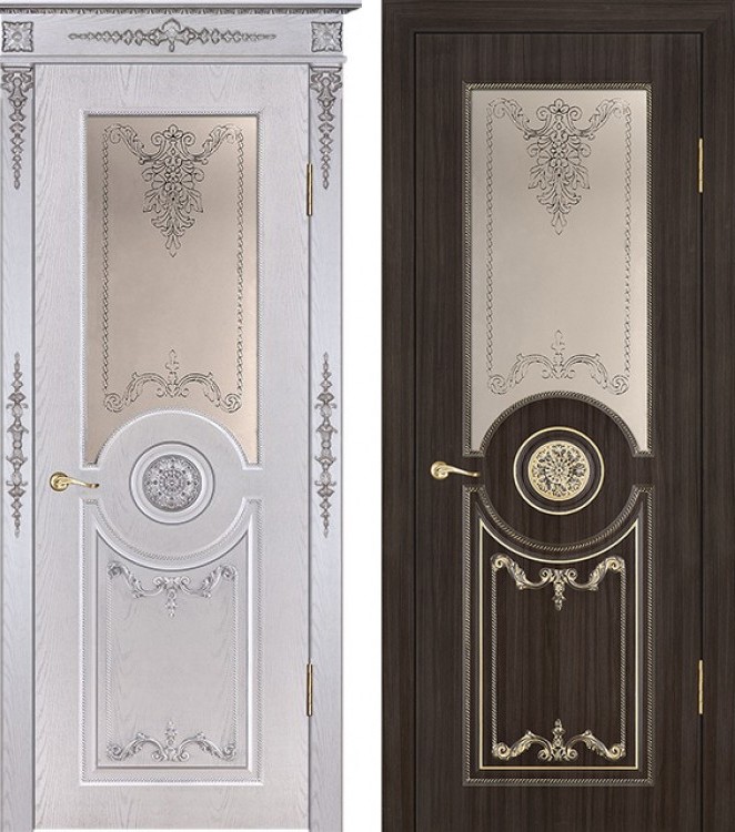 Стальная дверь МДФ со стеклом 3084