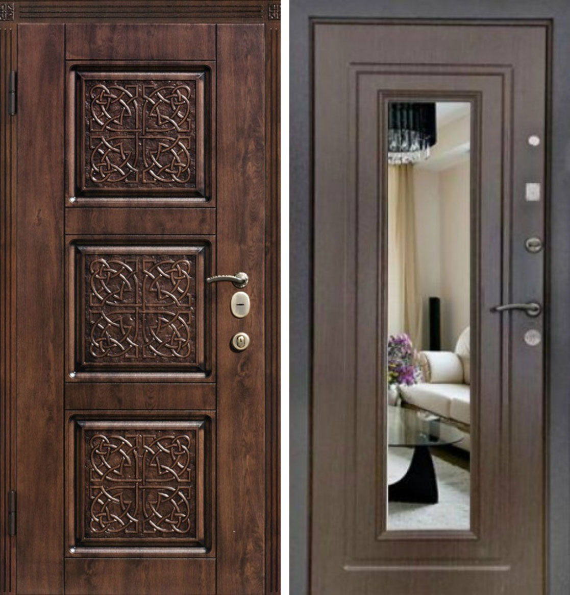 Металлическая взломостойкая дверь МДФ/МДФ с зеркалом 3110