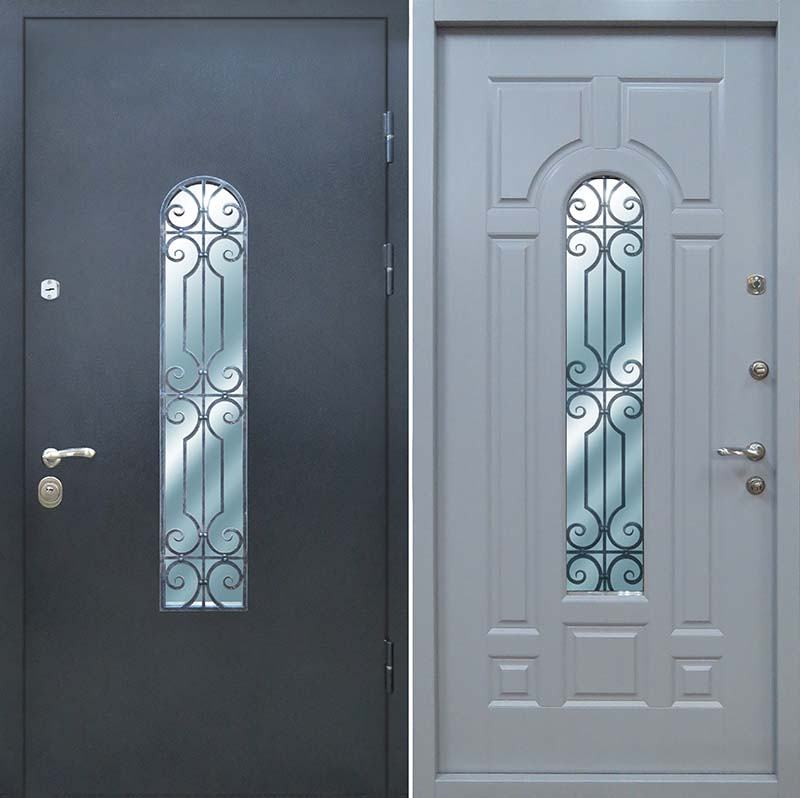 Стальная дверь Порошок/МДФ с ковкой 102