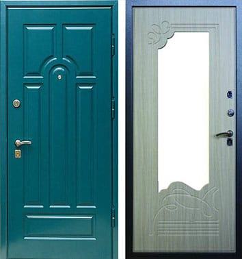 Стальная дверь МДФ/МДФ с зеркалом 402