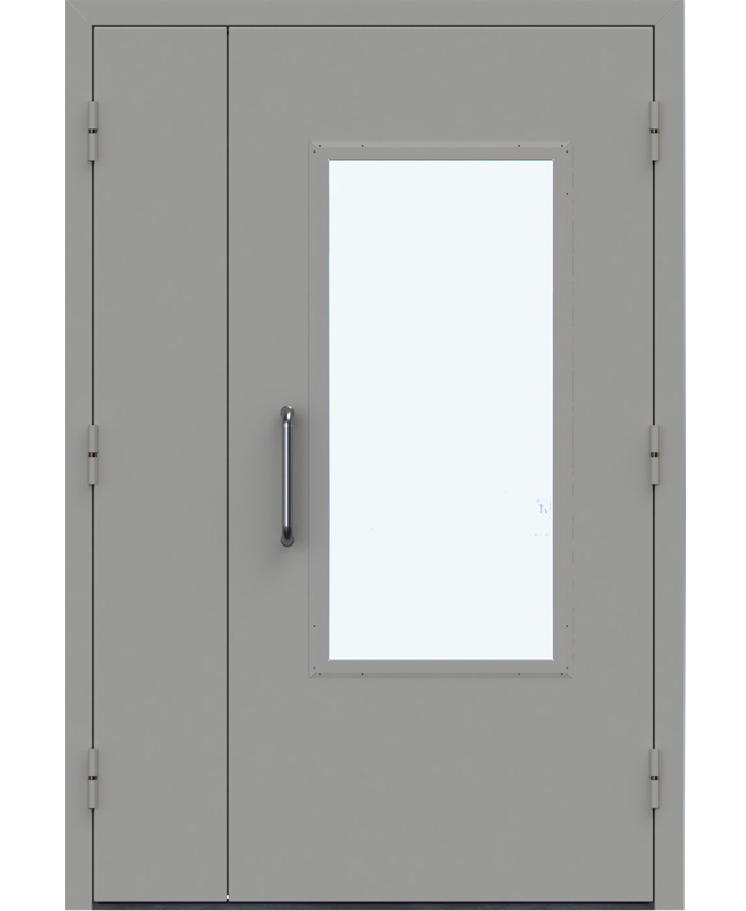 Металлическая входная тамбурная дверь порошок со стеклом 2010