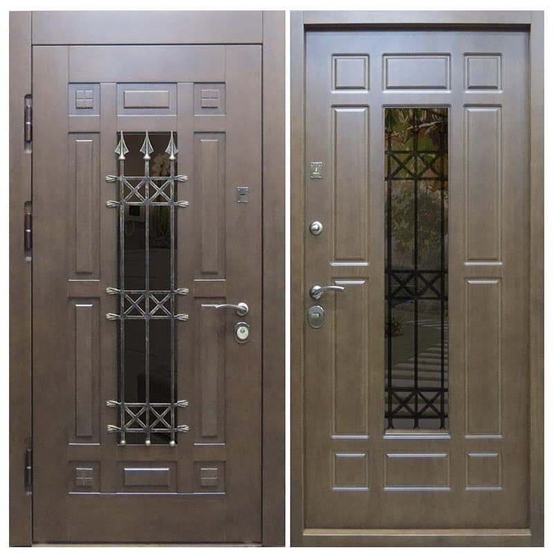 Стальная входная дверь МДФ/МДФ с ковкой 1708