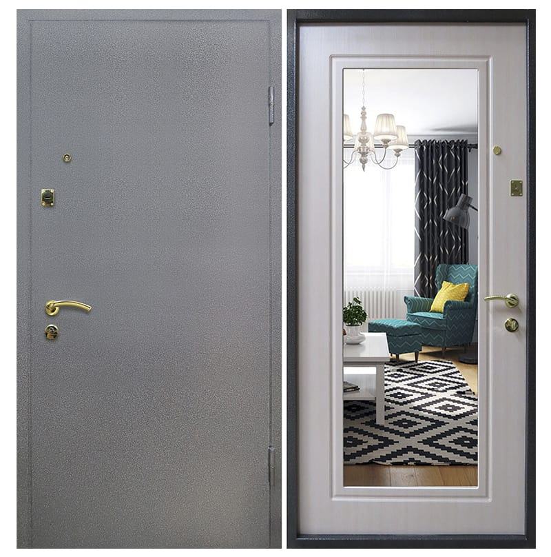 Железная входная дверь Порошок/МДФ с зеркалом 202